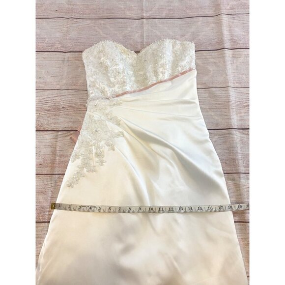 Maggie Sottero Couture Warm Ivory Satin Strapless Embellished Wedding Dress - 6 - Picture 5 of 16